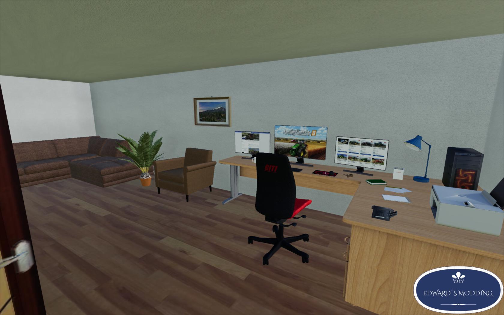 Мод office. FS 19 офис. Farmhouse v1.0.0.0 fs19. Farming Simulator 19 офис. Моды Farming Simulator 19 офис.