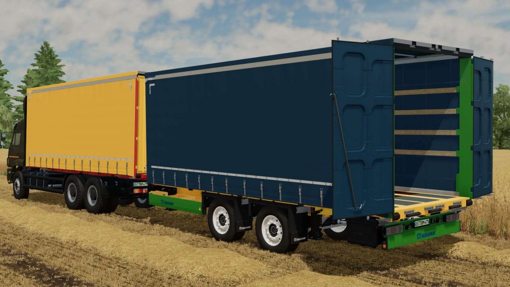 Mod Cur Kamaz 6520 Curtainsider-LKW & Krone Tandem Profiliner Anhänger v1.0.0.0 ...