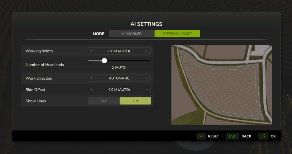 Verwenden von KI-Helfern oder GPS (unterstützte Lenkung) im Landwirtschafts-Simulator 25 